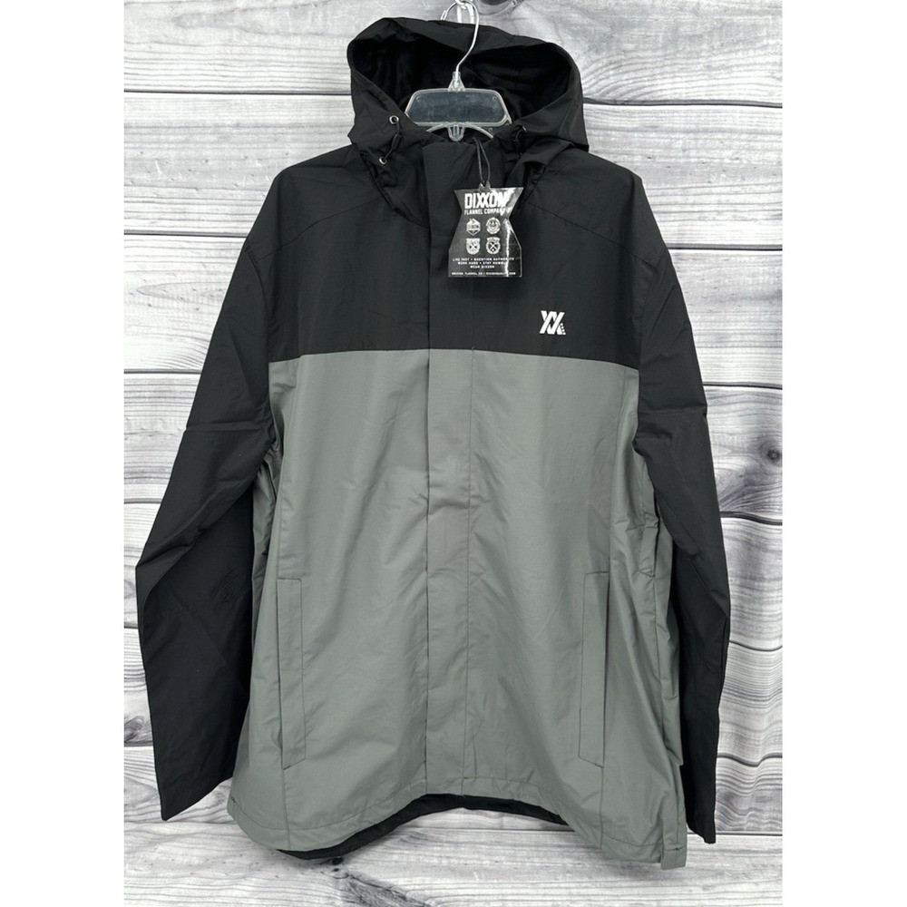 DIXXON FLANNEL CO HOODED WINDBREAKER TECH JACKET Men's Size 2XL  BLACK / GREY‎